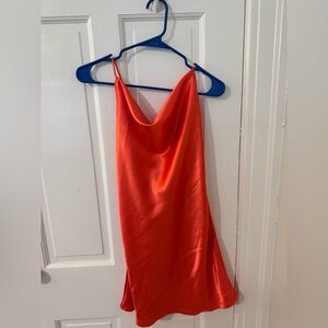 Rochelle's Boutique Double Zero Vibrant Orange Satin Mini Dress